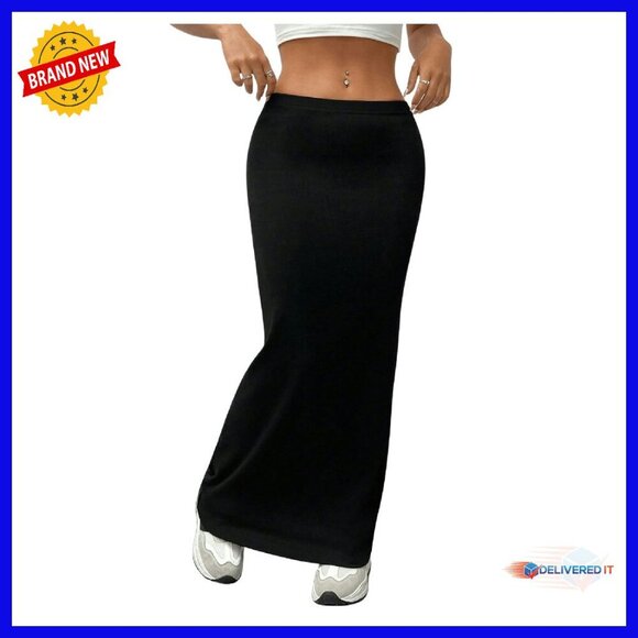 Dresses & Skirts - Women's High Waisted Bodycon Maxi Skirt Stretchy Elastic Waist Pencil